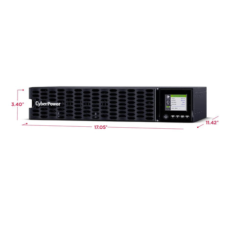 Front view of High-Density Smart App Online Sinewave UPS System with Double Conversion 1000VA 1000W 8 NEMA 5-15R Outlets 2U Rack/Tower.