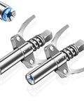 Two stainless steel grease gun couplers with spring-loaded double-lever handles for 1/8 NPT fittings