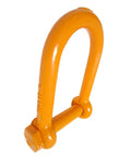 Built Different 1 Inch X100 Alloy Steel Screw Pin Long Reach Shackle in bright orange for heavy duty rigging tasks.
