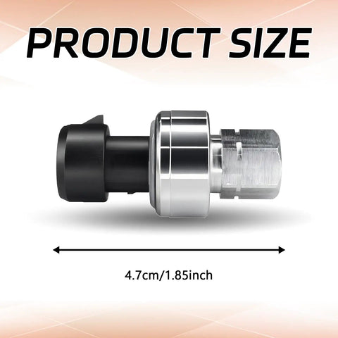 Side view of AC High Pressure Sensor Switch For Cars And SUVs HVAC System High Pressure Transducer Replacement Part, 4.7cm long.