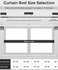 Diagram of Black 5/8 Inch Curtain Rod Set For Windows 18 To 45 Inches showing adjustable length and window size fitting guide.