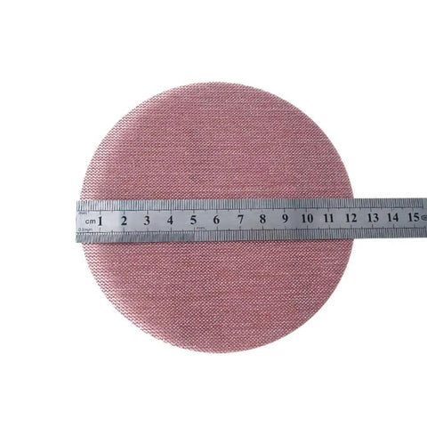10 Pc 125mm Mesh Sanding Disc with hook and loop backing for wood and metal polishing jobs, ideal for DIY tasks, shown with ruler.