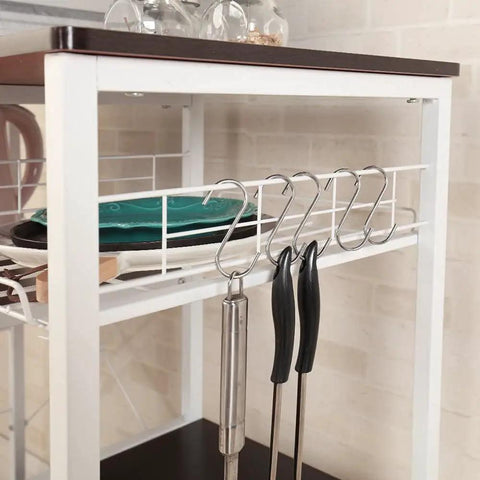 Heavy Duty Three Tier Kitchen Storage Rack And Slick Baking Station With Powder Coated Metal Frame And Sturdy Laminate Shelves Super Easy Setup Space Saving Microwave Stand For Your Home Base Kitchen Game Changer Black