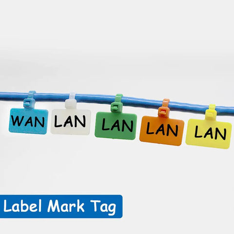 250 Pack 6 Inch Self Locking Nylon Cable Ties Multicolor For Wiring And Network Cables With Label Tag Area, labels shown
