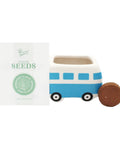 Mini Ceramic Flower Bus Grow Kit Four Pack With Colorful Retro Bus Planters And Seeds Daisy Cosmos Calendula Coneflower All In One