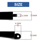 Super Slick TR90 Replacement Temple Arms For Eyeglasses Universal Repair Kit showing size measurements of 2.5mm, 4.5mm, 8mm, and 5mm