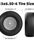 Flat Free 13x6.50-6 Lawn Mower Tires and Wheel Set for Zero Turn Mowers Solid Front Tire 13x6.5-6 Universal Bearings