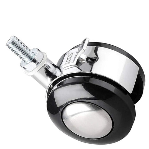 Close-up of a single Heavy Duty 1.5 Inch Swivel Caster Wheel With Brake for Home Furniture, made of nylon and zinc alloy.
