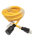 Heavy Duty NEMA 5-20 Extension Cord 5-20P to 5-20R with T Blade Female Also Fits 5-15R Adapters 125V 20A 2500W 12 AWG Copper UL Listed 16 Feet Long Rugged Power Cord for Home Garage and Workshop, coiled view with connectors visible
