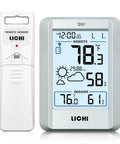 Indoor Outdoor Wireless Weather Station With External Thermometer Hygrometer Monitor All In One 330Ft Range Remote Sensor Battery Operated Backlit Display Real Time Temperature Humidity Readings Grey