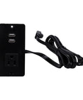 Absolute Game Changer Flush Mount Power Outlet With Dual Usb Charging And A Rock Solid Fireproof Shell, black finish with attached cord.