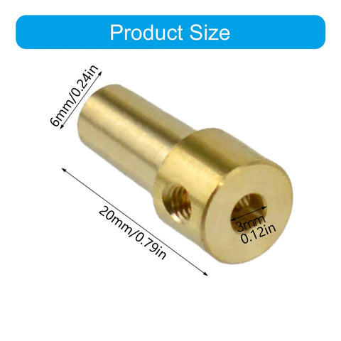Brass JTO base collet sleeve drill adapter, 6mm outer diameter, 3mm bore, 20mm long