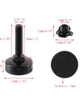 Dimensions of 4 Pack Adjustable Furniture Leveling Feet Three Eighths Inch By Sixteen Thread Black Metal Leg Levelers