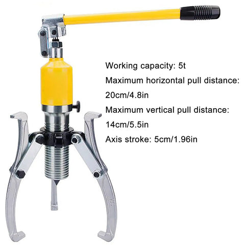 Heavy Duty Hydraulic Gear Puller Kit 15 Ton Interchangeable Two Three Jaw Extractor for Shaft Pulley with yellow handle
