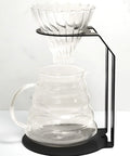 Iron Frame Coffee Dripper Pour Over Stand Nonslip Base High Heat Compatible Barista Grade Espresso Rack For Daily Morning Grind No Sweat Setup Fresh Brew Station with glass dripper and server.