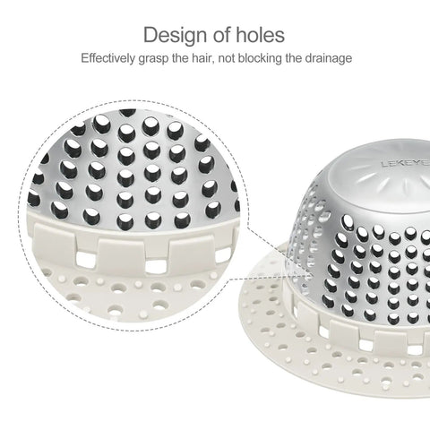 Universal Shower Drain Cover With Slim Hair Catcher And Raised Dome showing hole design for hair trapping without blocking drainage.