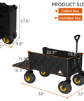 All Terrain Beach Wagon With 10 Inch Inflatable Wheels For Sand And Grass Collapsible Foldable Wagon Cart size chart