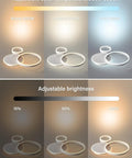 Dimmable 3 Ring Ceiling Light With Remote Control showing adjustable 3000K-6000K color temperature and brightness levels
