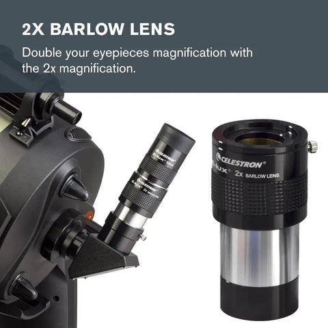 All In One 2 Inch Eyepiece And Filter Kit With 12 Piece Telescope Accessory Set E Lux Eyepiece 2x Barlow Lens shown with telescope
