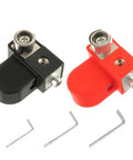 Solid Brass Battery Terminals For Car Audio Upgrades equipped for top or side placement, black and red terminals with outputs.
