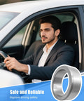 A man driving a car with an overlay of a rear axle bearing retainer inner showcased as an inset.