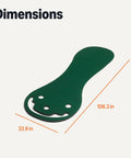 Dimensions of Par Three Golf Putting Green Practice Training Mat For Indoor And Outdoor Use 3 By 9 Feet Kidney Shaped With Three Holes And Bunkers