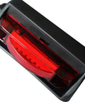 Close-up of Two Piece 7 LED Fender Lights Kit For Trailers Prewired Dual Side Assembly Red Amber Turn Signals Waterproof Trailer Marker Lights 4 Diodes Per Light RH And LH Ideal For Boats And Utility Haulers showing red light detail.