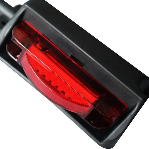 Close-up of Two Piece 7 LED Fender Lights Kit For Trailers Prewired Dual Side Assembly Red Amber Turn Signals Waterproof Trailer Marker Lights 4 Diodes Per Light RH And LH Ideal For Boats And Utility Haulers showing red light detail.
