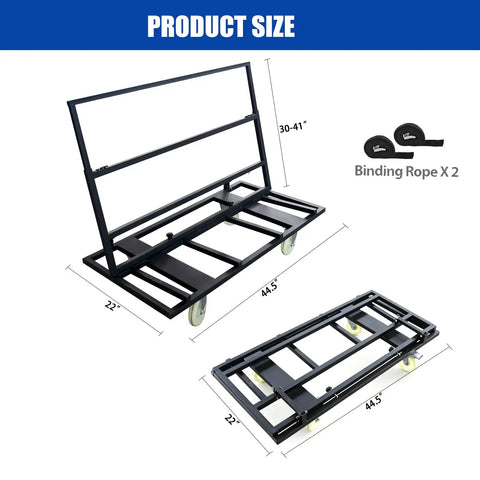 Heavy Duty Folding Table Cart Dolly 1800 Lb Capacity With 4 Swivel Casters Expandable Foldable Transport Cart with binding rope