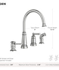 Edison One-Handle High Arc Kitchen Faucet With Side Sprayer And Soap Dispenser, 4-Hole Mount, Spot Resist Stainless Finish
