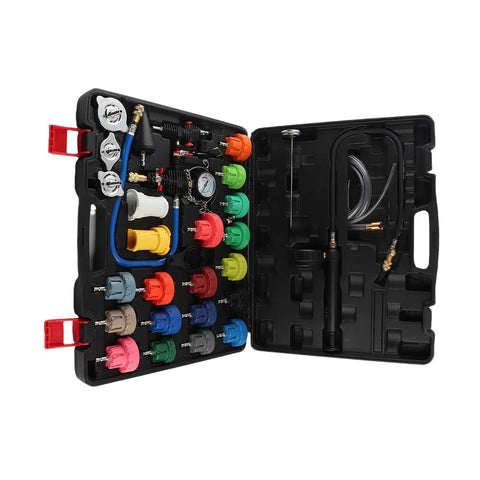 Universal Radiator Pressure Tester Kit With Pump Gauge For Coolant System Leak Detection And Vacuum Refill Tool Auto Cooling Water Tank Diagnostic Adapter Set Heavy Duty
