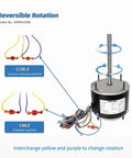 Diagram showing Beefy Condenser Blower Motor One Third To One Sixth HP 1075 RPM 208-230V 2A 48Y Frame Replaces ORM5458 with reversible rotation
