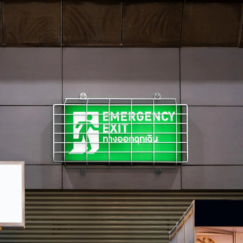 Wall Mount Exit Light Guard And Emergency Sign Shield Rugged Iron Cover For LED Exit Signs Wire Cage Protector Shield in use