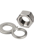 All In One 304 Stainless Steel Hex Nut Kit With Flat Washers And Lock Spring Washers for DIY Repairs and Furniture Maintenance