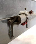 Close-up of Beefed Up Weld On Butterfly Ramp Hinge With Grease Fitting For Cargo Trailer Doors, 1000 Lb Capacity, Black Raw Steel Finish