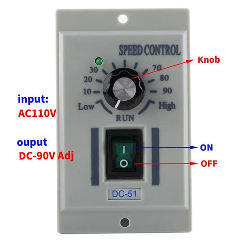 Rock Solid Adjustable Motor Speed Controller Handles 24V To 90V Dc Motors 0.02 To 400W Watts with speed control knob.