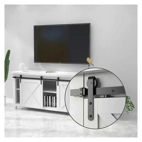 Full Extension Drawer Slides Kit For Cabinets with quiet roller tracks and tool free installation on a white media console.