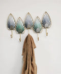 Heavy Duty Wall Mounted Coat Hooks For Door Entry Solid Iron Frame Modern Home Decor with leaf design and towel hanging