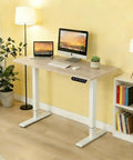 Home Office Game Changer Electric Standing Desk With Height Adjustable Programmable Memory Buttons Solid Steel Frame Smooth Motor Lift For Daily Comfort And Reliable Performance In 48 By 24 Inches in a bright home office setup.