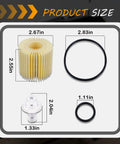 Oil Filter Kit For Toyota Avalon Camry RAV4 Highlander Sienna Lexus ES300h ES350 IS200t RX350 RX450h 5 Pack shown with size details