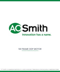 Logo of A.O. Smith featuring text 'Innovation has a name' with focus on 56 Frame ODP Motor.