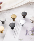 Top Shelf Round Oil Rubbed Bronze Cabinet Knobs 1 1/4 Inch Built Tough Rust Resistant Kitchen Hardware 30 Pack Including Mounting Screws displayed on white surface.