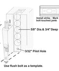 Diagram of Solid Brass Round Flush Bolt 6 Inch Matte Black Two Pack, installation guide with dimensions for door mounting.