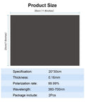 Diagram showing dimensions of Polarizing Film 2 Pack 7.8x11.8 Inches Adhesive Polarized Sheets For Photography And LCD Screen Repair