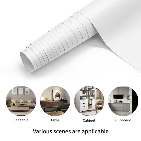 Matte White Peel And Stick Wallpaper Easy To Install Self Adhesive Removable Vinyl Film Waterproof For Walls Counters Cabinets