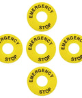 5 Pack Emergency Stop Ring Gasket For Push Button Switch, Yellow, 60mm Outer Diameter, 22mm Inner Diameter, Durable Plastic Construction