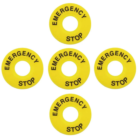 5 Pack Emergency Stop Ring Gasket For Push Button Switch, Yellow, 60mm Outer Diameter, 22mm Inner Diameter, Durable Plastic Construction