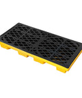 Two Drum Spill Containment Pallet With 48 By 24 By 4 Inch Beefy Footprint 2000 Pound Capacity Heavy Duty Forkliftable Tray visible
