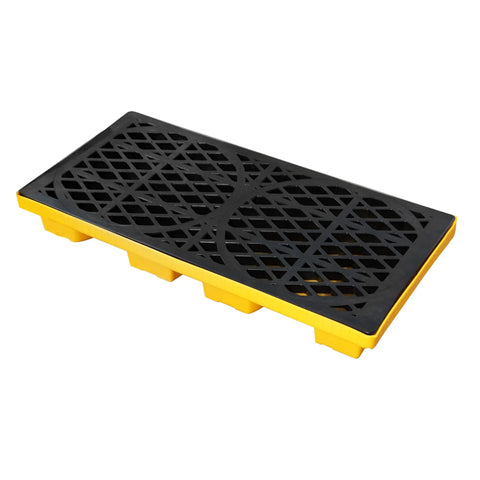 Two Drum Spill Containment Pallet With 48 By 24 By 4 Inch Beefy Footprint 2000 Pound Capacity Heavy Duty Forkliftable Tray visible