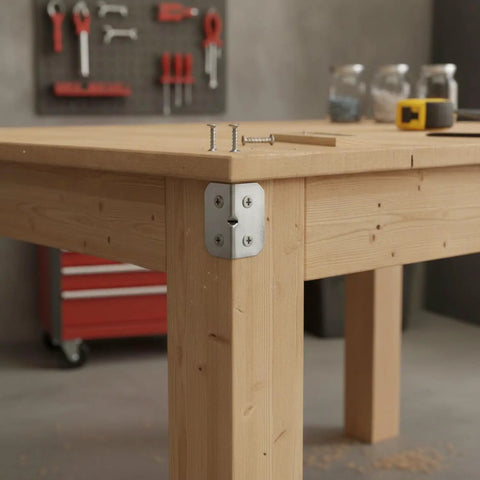 Table leg with Tough As Nails Heavy Duty 90 Degree Corner Bracket Built From Cold Rolled Steel For Furniture Reinforcement And Tight Joints On Shelves Cabinets And Tables One Pack DIY Woodworking Bracing No Wobble